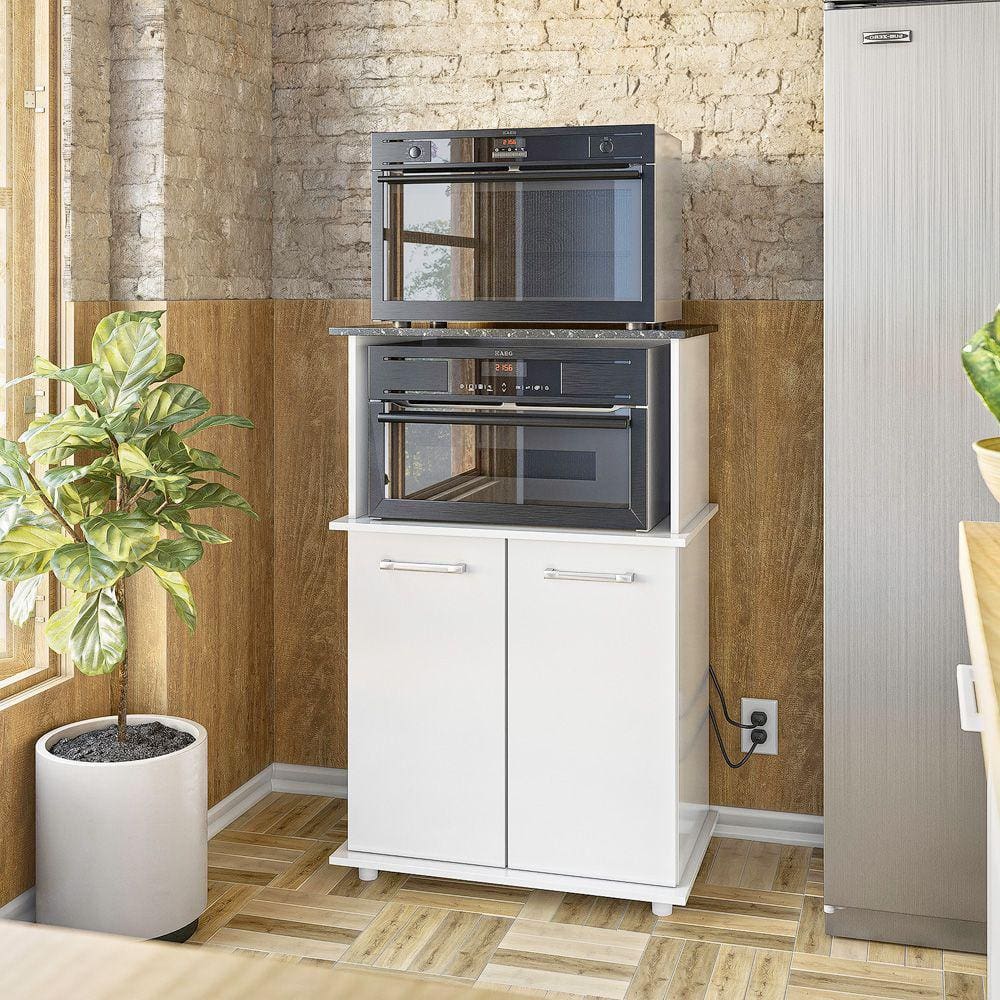 Balcão Para Micro-ondas e Forno Isis 2 Portas Branco Nicioli