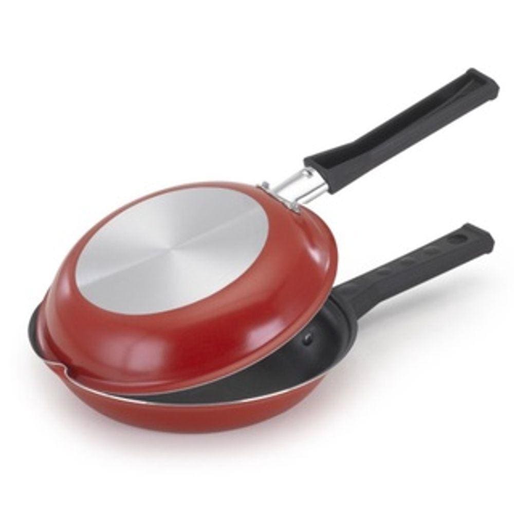 Omeleteira Antiaderente Dupla 18cm Vermelha Teflon