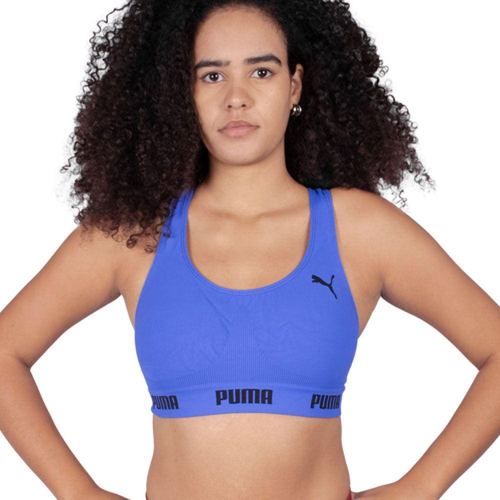 Top Puma Sem Costura Azul