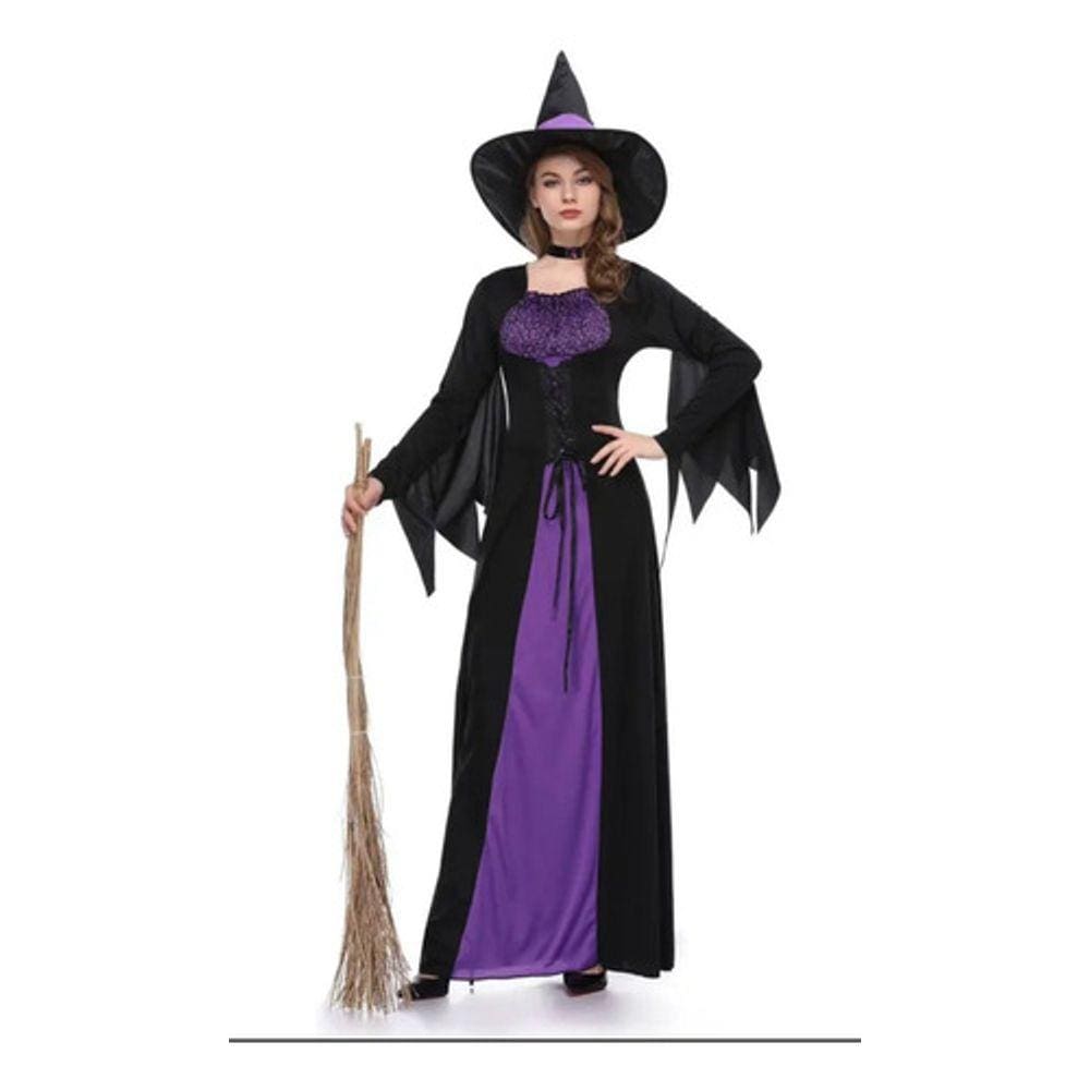 Fantasia Halloween Vestido Feminino Adulto Bruxa Maligna