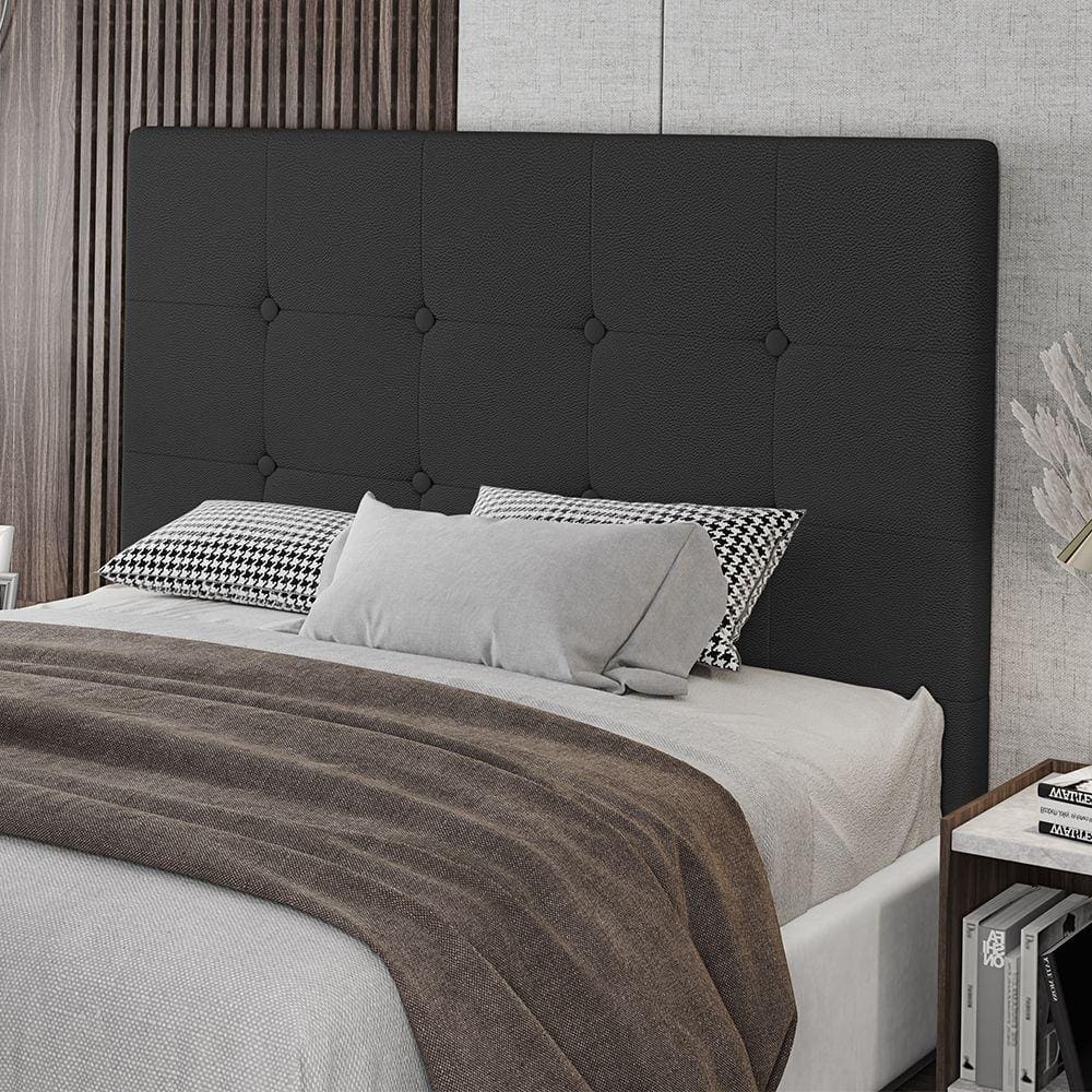 Cabeceira Queen Lua 160cm Material Sintético Preto Com Frame Patoti Móveis