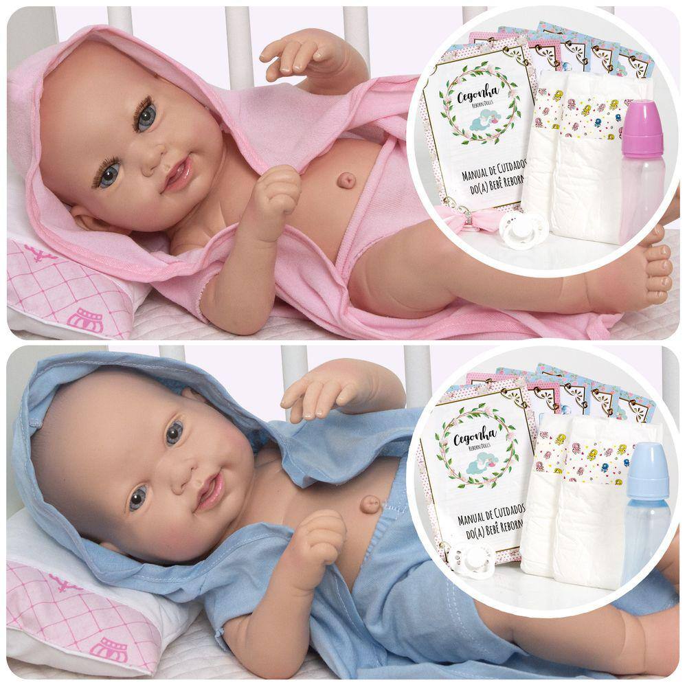 Bebê Reborn Gêmeos Com Enxoval Corpo De Silicone