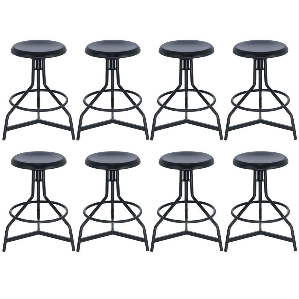 Kit 8 banquetas altas cozinha industrial loft aço giratória York