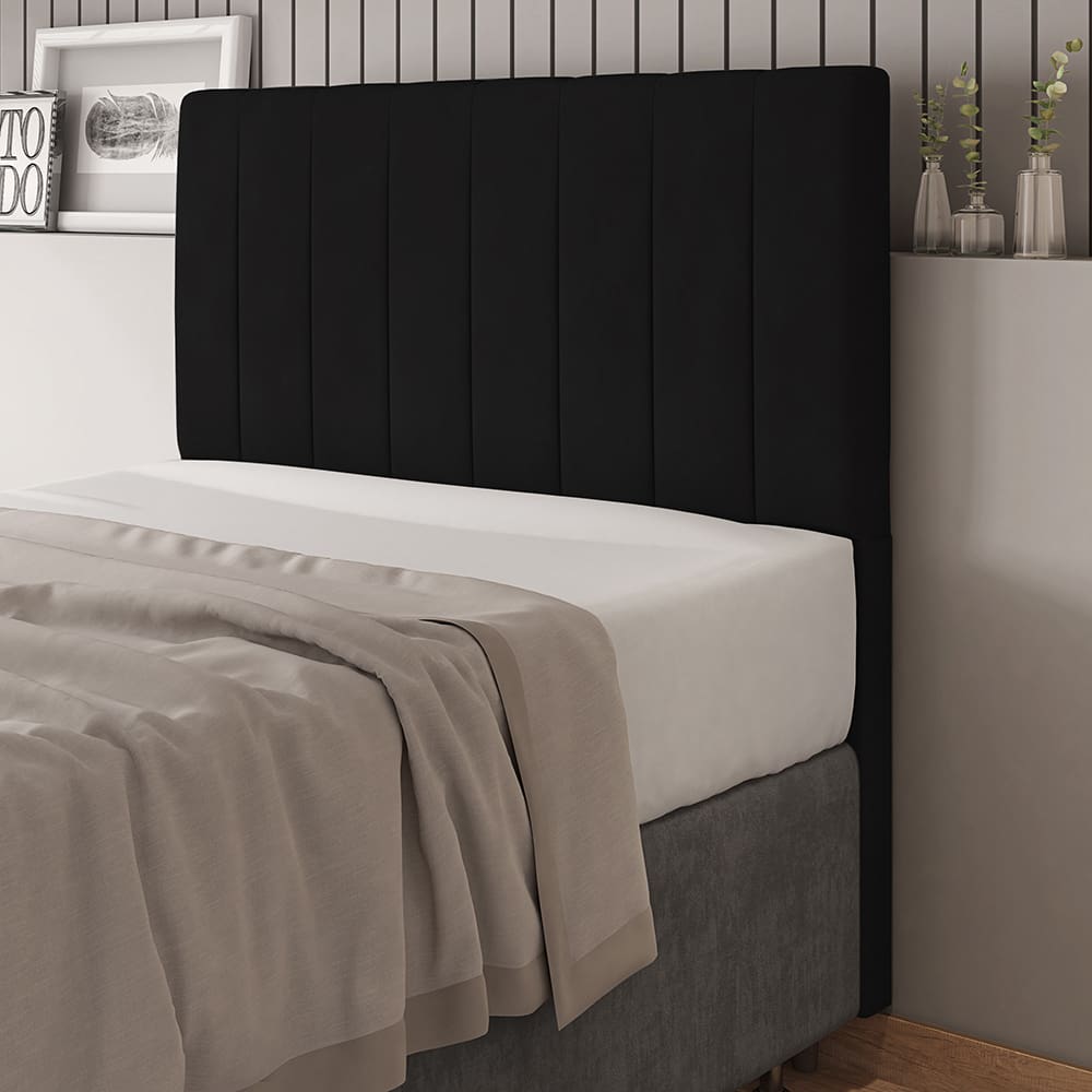 Cabeceira Queen 160cm Carla Veludo Preto Com Frame Patoti Móveis