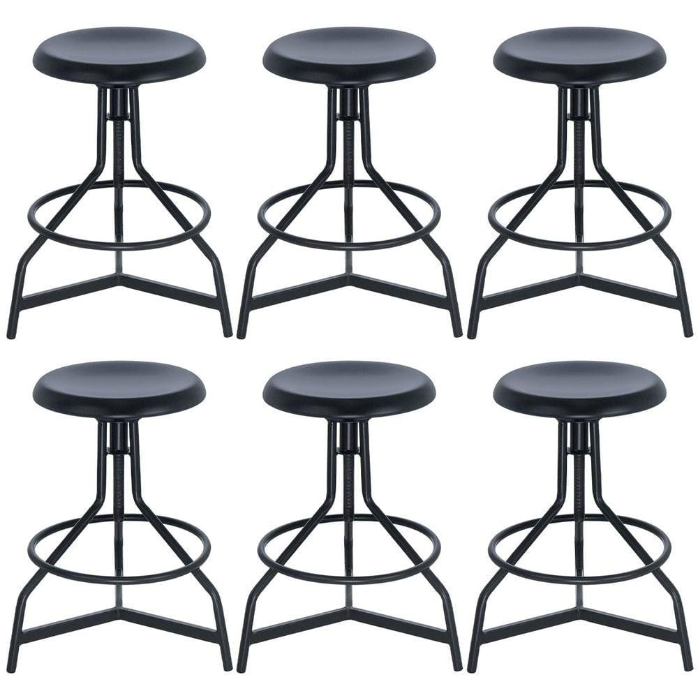 Kit 6 banquetas altas cozinha industrial loft aço giratória York