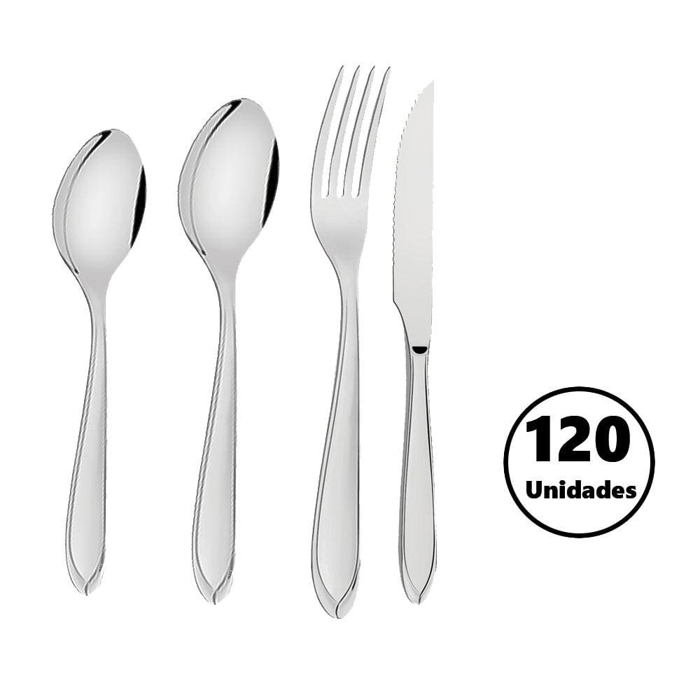 Conjunto de Talheres Laguna Aço Inox 120 Peças para Restaurante Tramontina