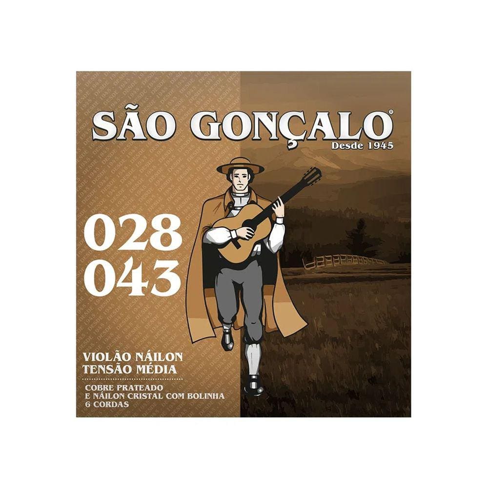 Encordoamento Violao Sao Goncalo Nylon Cristal C/ Bolinha Tensao Media