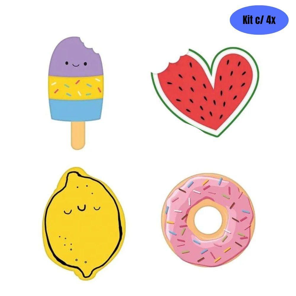 Kit 04 Borrachas Food Trends Formas Divertidas Criativa Leo & Leo | Donut | Melancia | Picolé | Limão