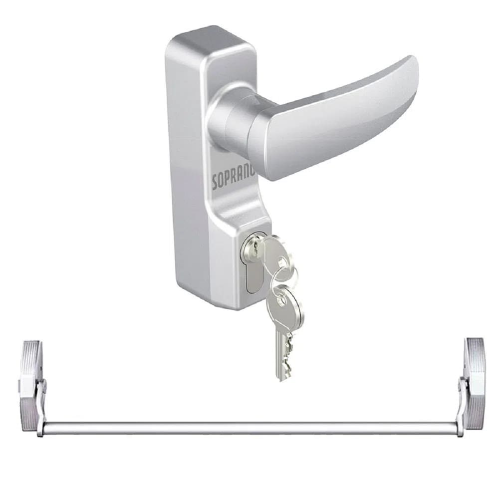 Kit Barra Antipânico com Fechadura Externa para Porta de 01 Folha