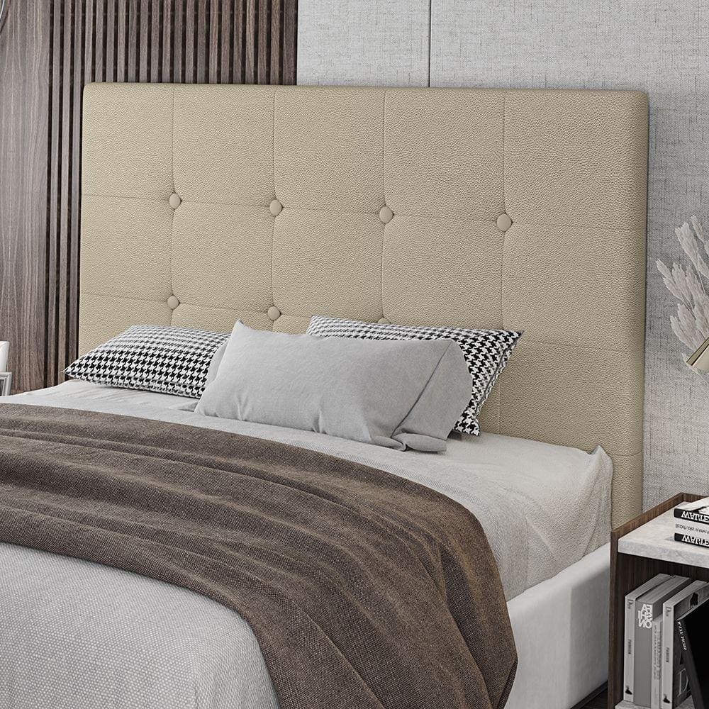 Cabeceira Casal Lua 140cm Material Sintético Bege Com Frame Digital Móveis
