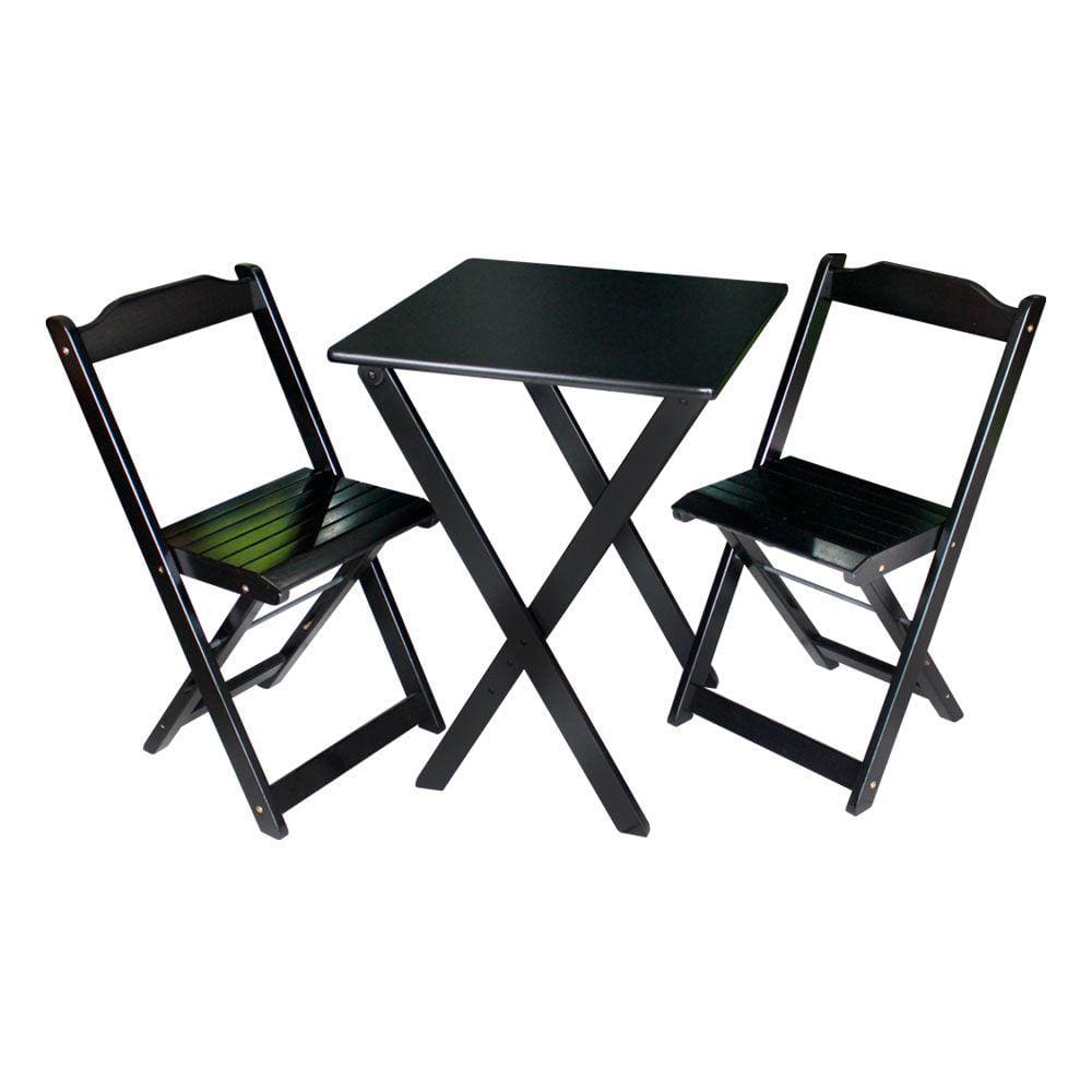 Conjunto de Mesa 60x60 e Mesa Decor com 2 Cadeiras Tarimatã para Area Gourmet - Preto