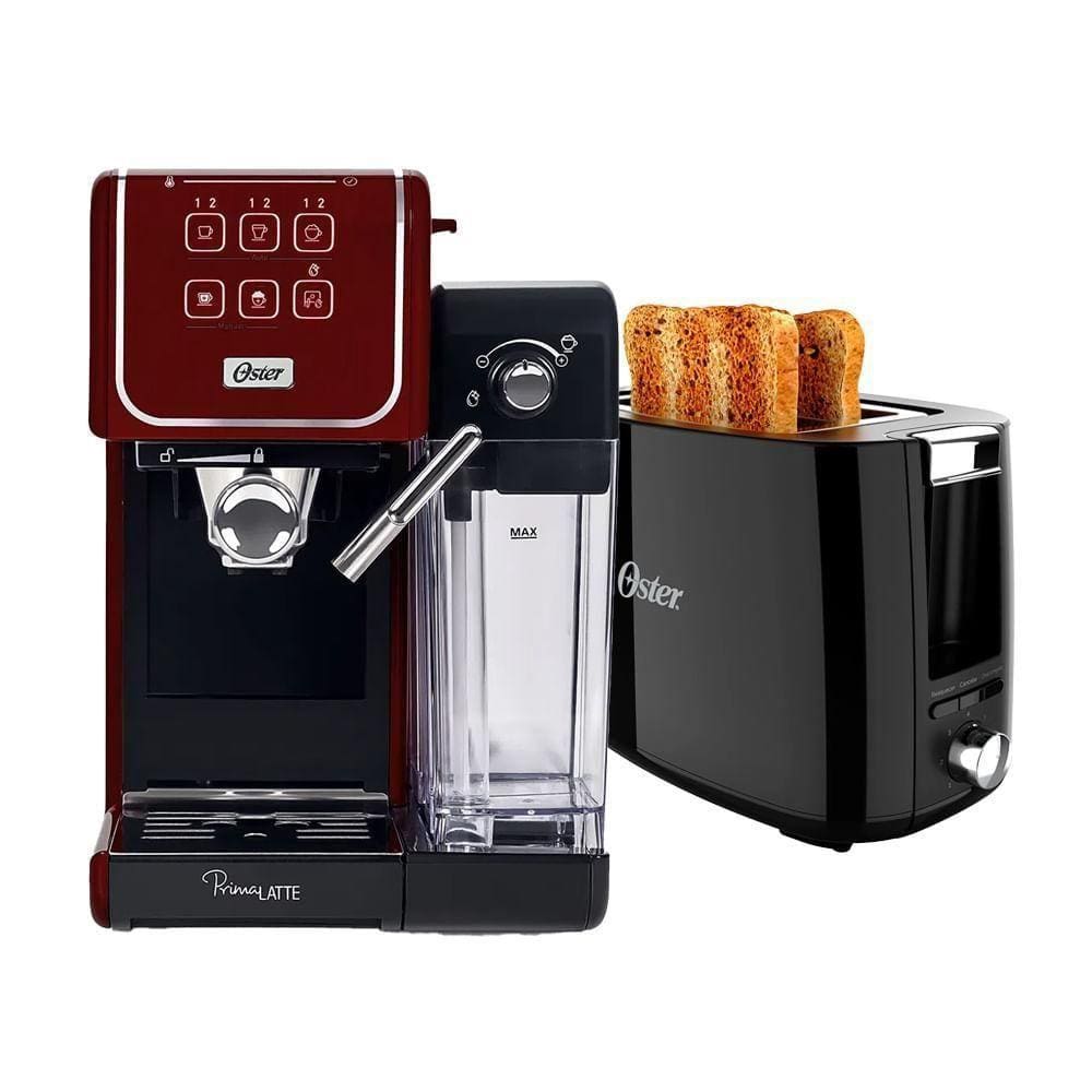 Kit Cafeteira Primalatte Touch Red E Torradeira Oster - 220v 220v