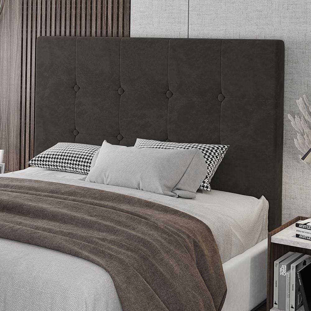 Cabeceira Casal Lua 140cm Veludo Marrom Com Frame Digital Móveis