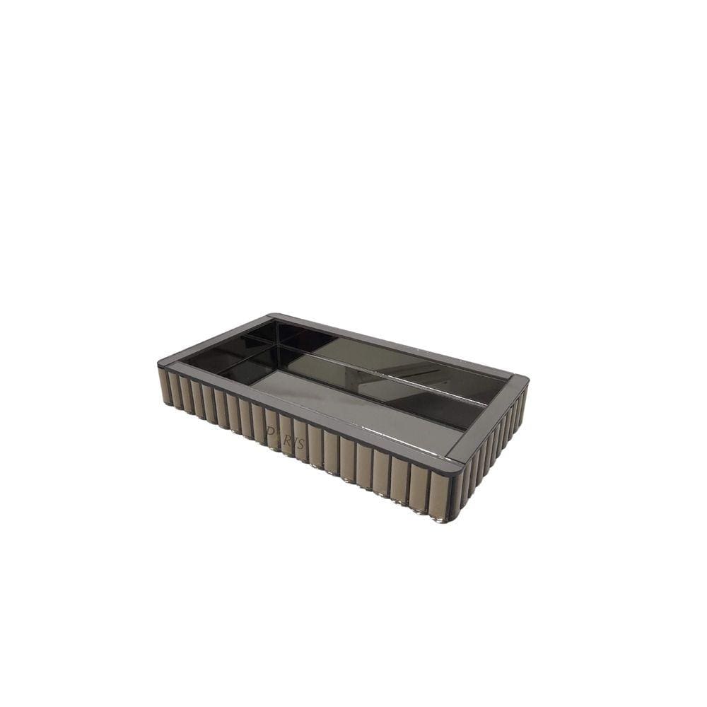 Bandeja Decorativa Retangular de Vidro Fumê 40cm