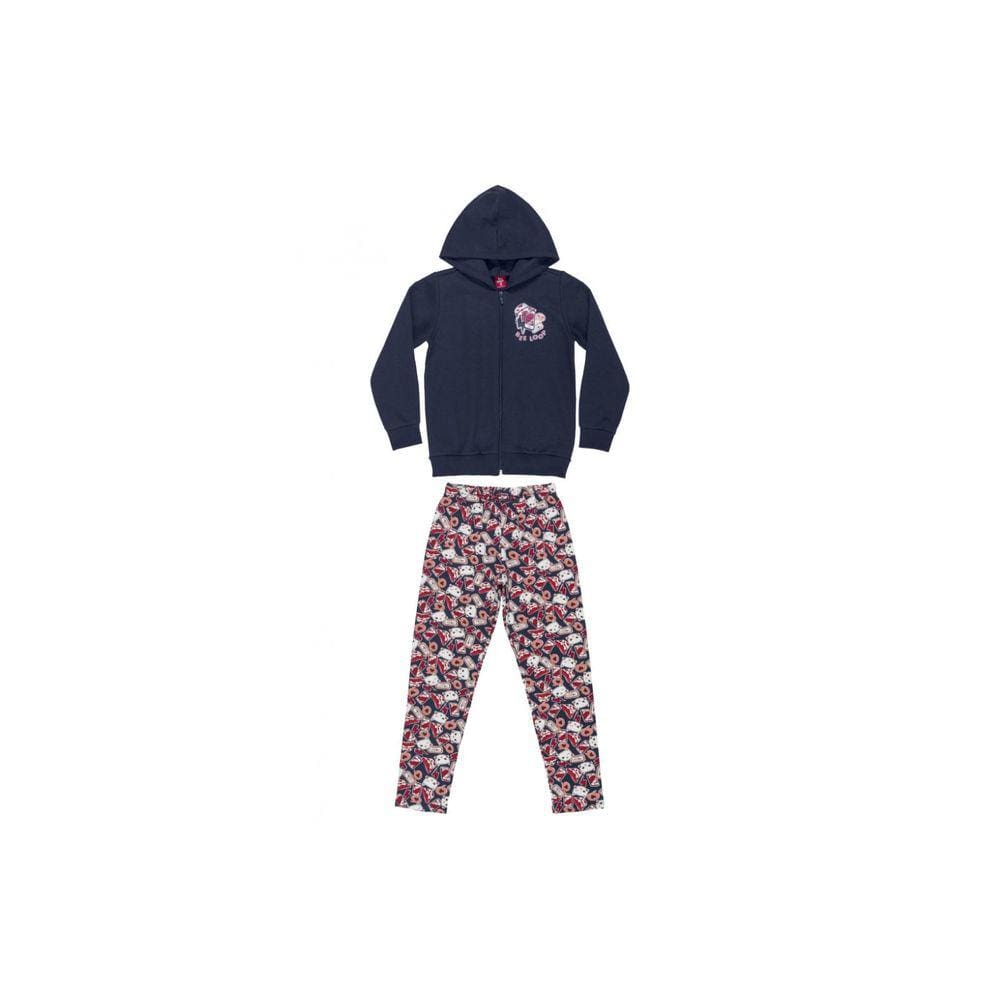 Conjunto Bee Loop Jaqueta Moletom e Calça em Molecotton Marinho 14663