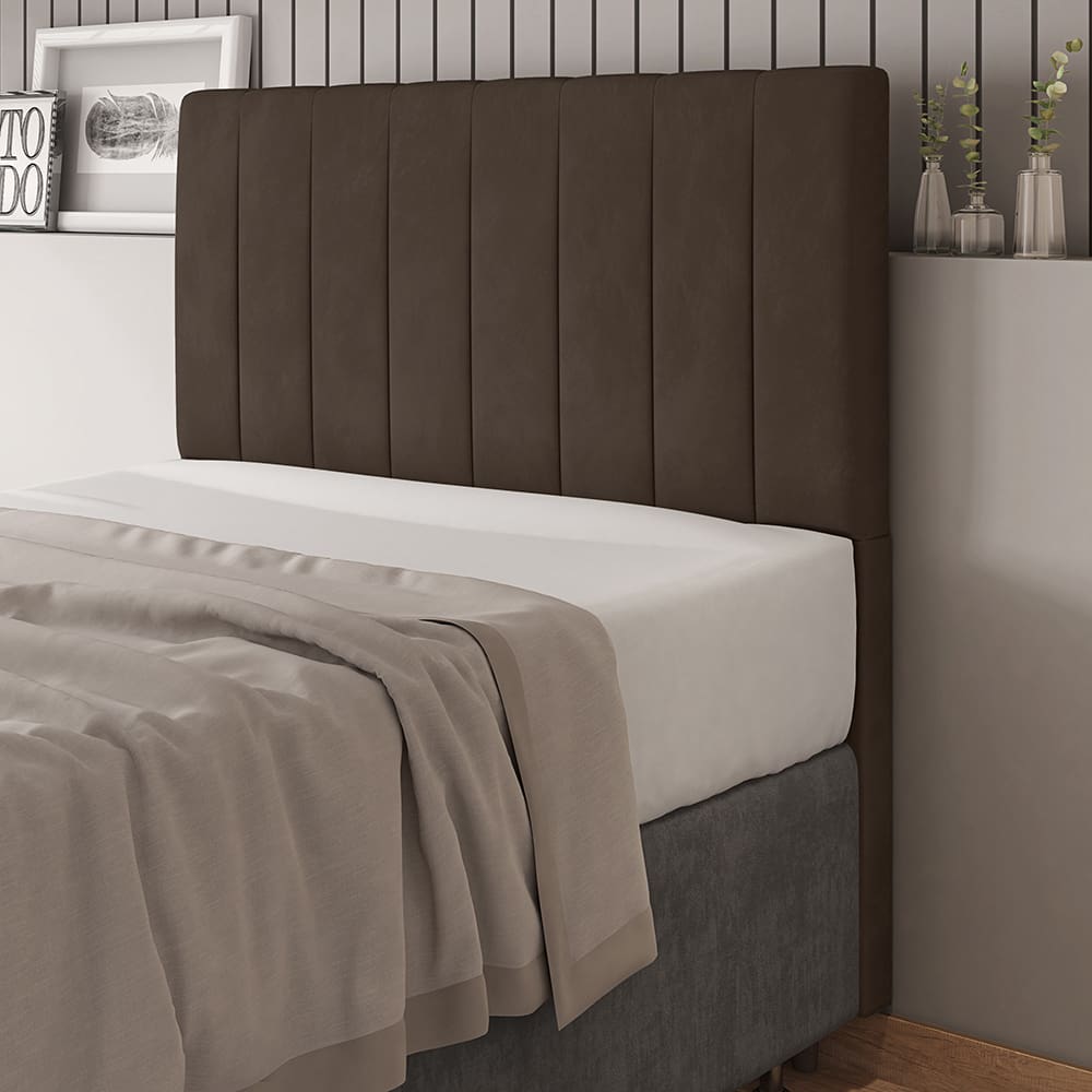 Cabeceira Queen 160cm Carla Veludo Marrom Com Frame Digital Móveis