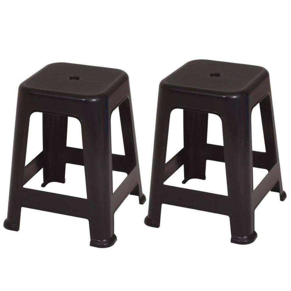 Kit 2 Banquetas Banco Plástica Mor 120Kg Reforçada - Branco