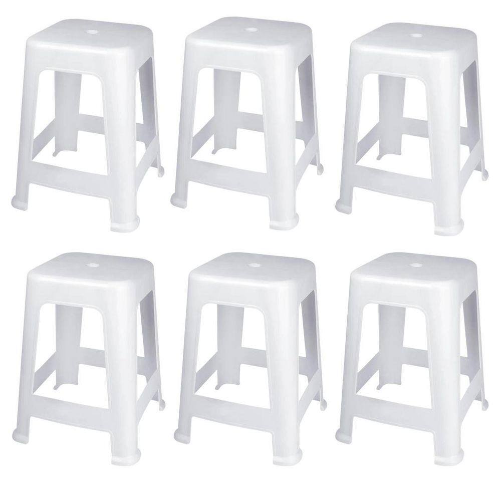 Kit 6 Banquetas Banco Plástica Banquinho Mor 120Kg - Preto