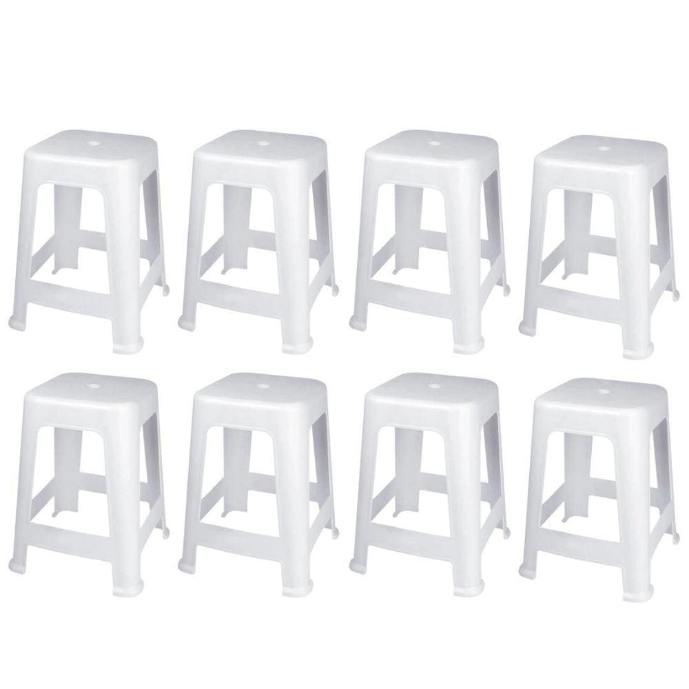 Kit 8 Banquetas Banco Plástica Banquinho Mor 120Kg - Preto