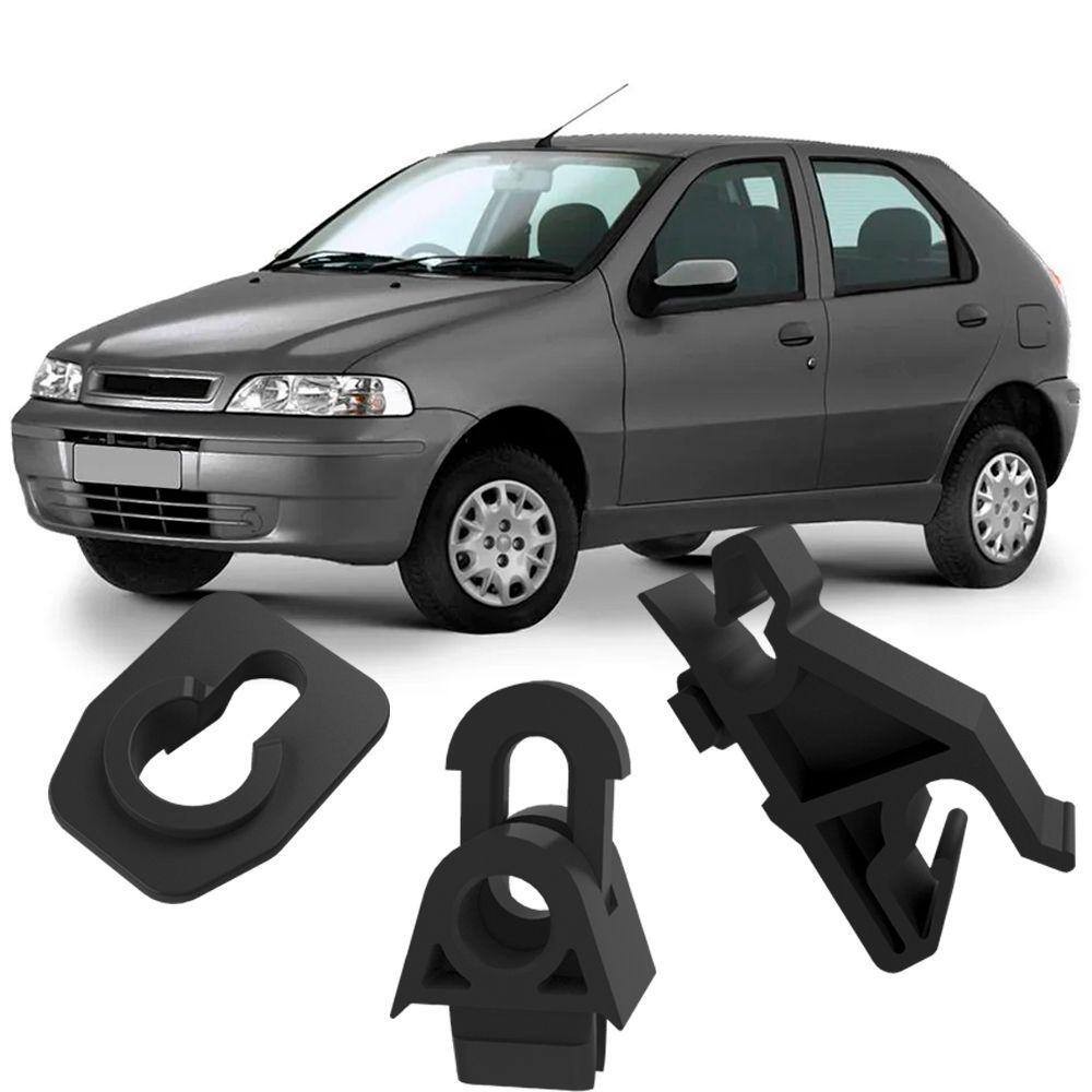 Kit Grampos Presilhas Para Haste Vareta Do Capô Palio G2 2001 2002 2003 2004 2005 2006 2007