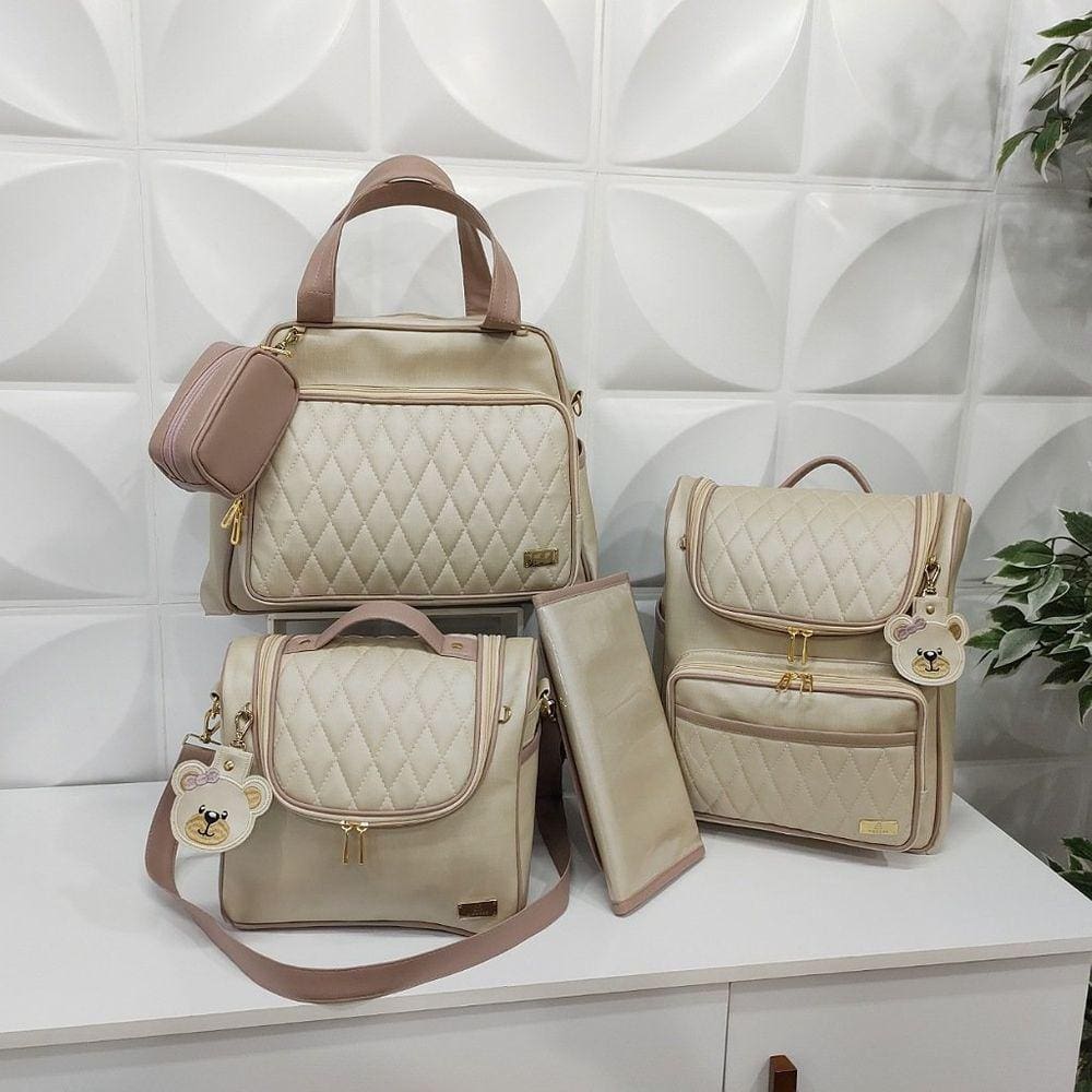 Kit Maternidade 4 peças Marfim Rose - Coutre Bolsas