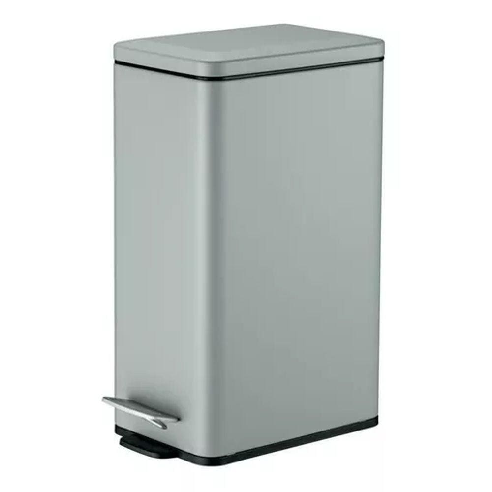 Lixeira Retangular Com Pedal Slim Inox 5 Litros Cinza Fosco