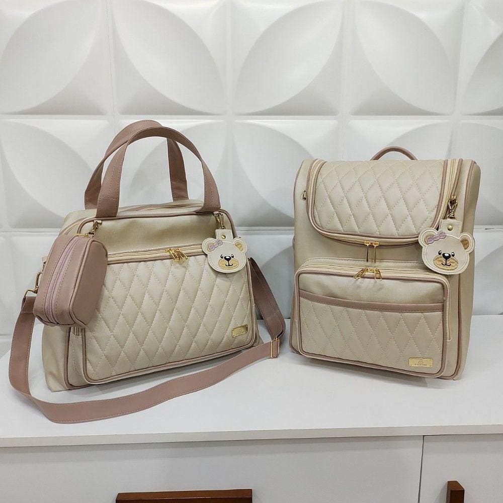 Kit Bolsa Maternidade 2 peças Marfim Rose - Coutre Bolsas