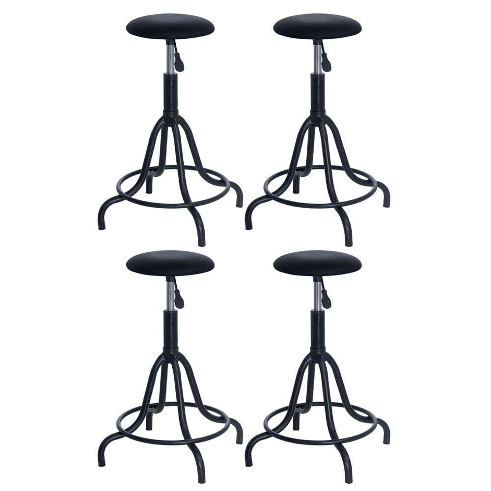 Kit 4 banquetas estofadas cozinha industrial Loft giratória West