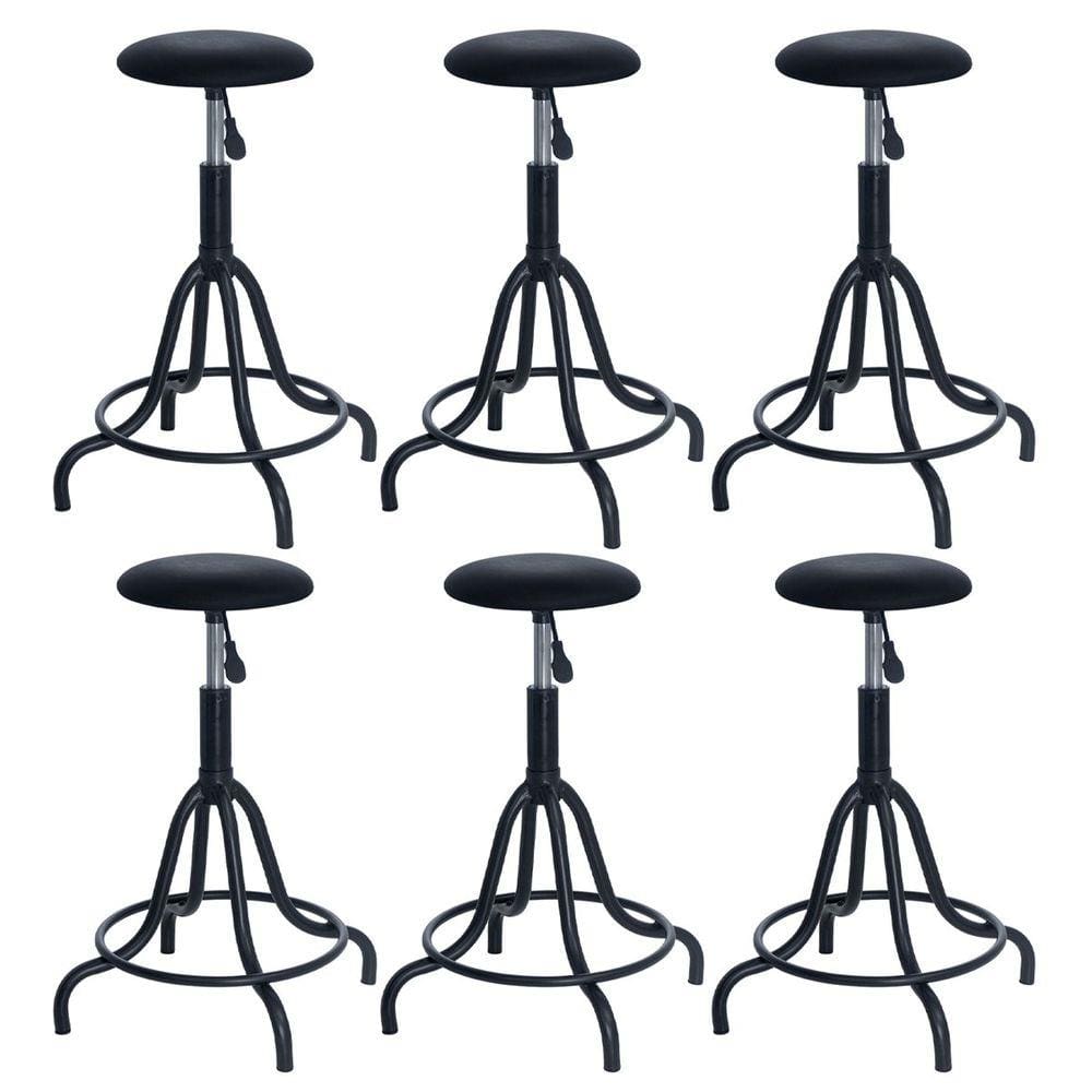 Kit 6 banquetas estofadas cozinha industrial Loft giratória West