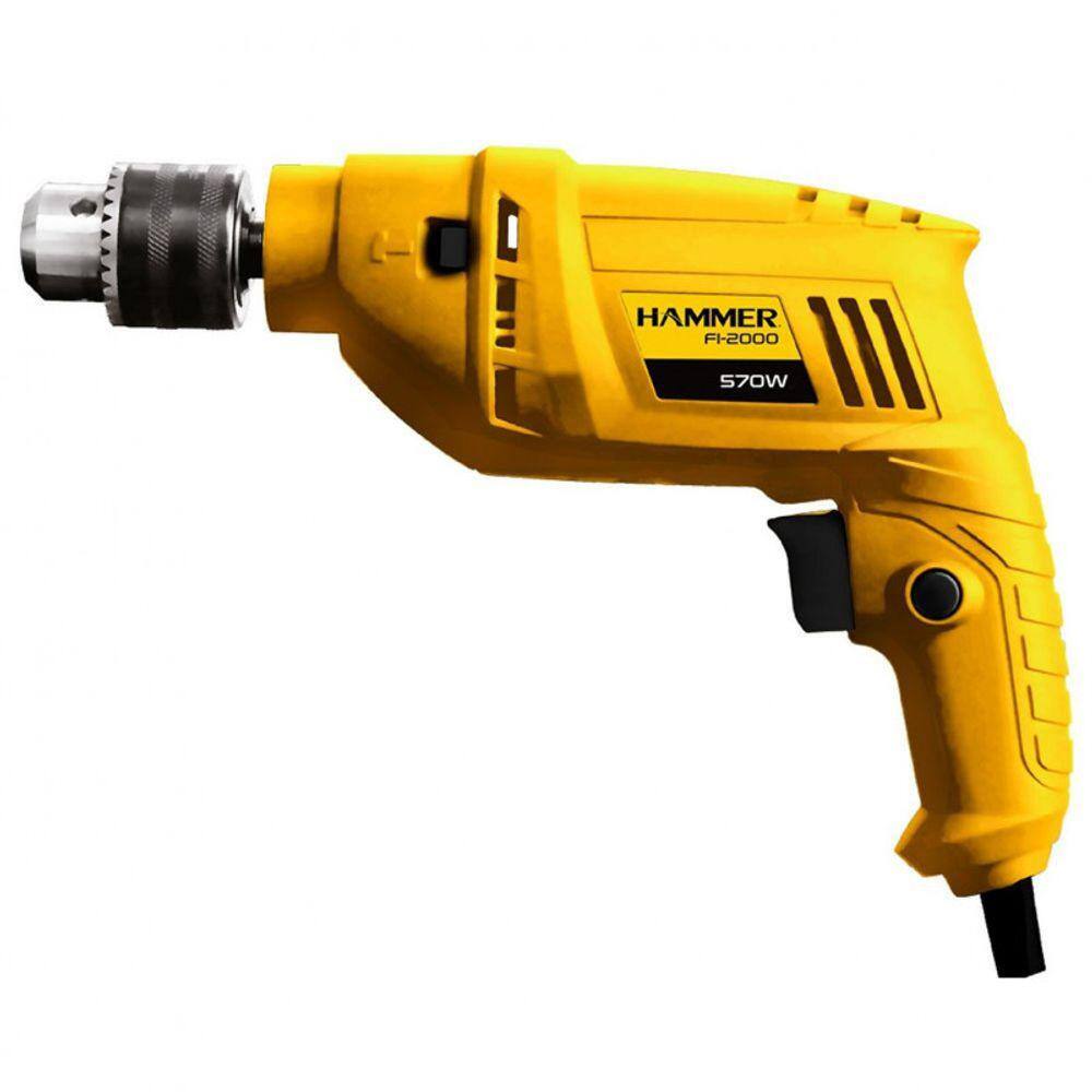 Furadeira De Impacto Hammer FI2000 Mandril 3/8 10Mm 570W 2800 Rpm 110V