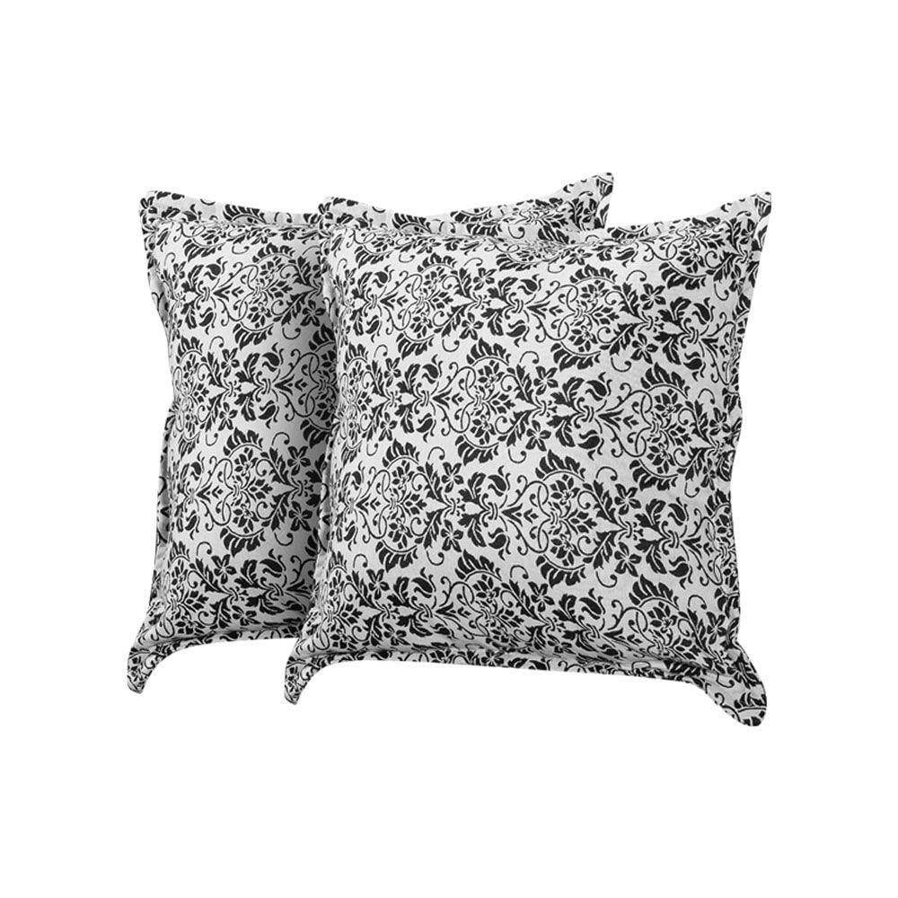 Kit 2 Almofadas Decorativas Bali Linho Floral Branco e Preto