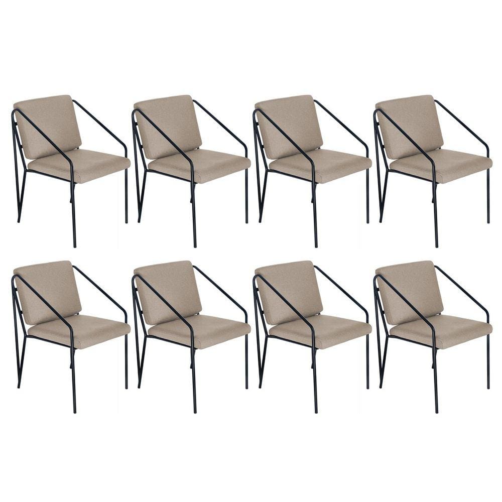 Kit 8 poltronas cadeiras estofada Bergen nórdico escandinavo