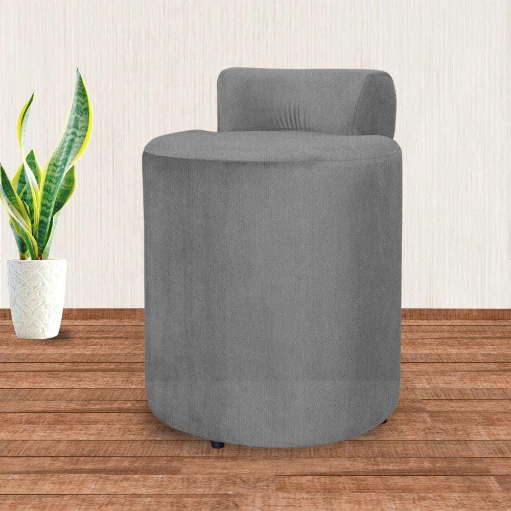 Puff Athena Suede Cinza - Vallisa Decor