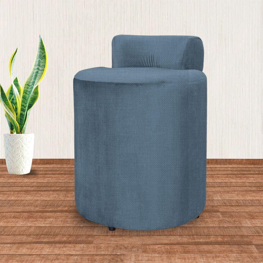 Puff Athena Escritório Linho Azul - Vallisa Decor