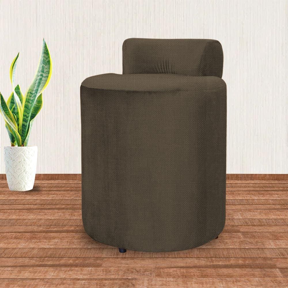 Puff Athena Escritório Linho Marrom - Vallisa Decor