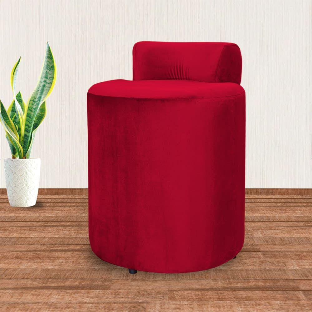 Puff Athena Quarto Veludo Vermelho - Vallisa Decor