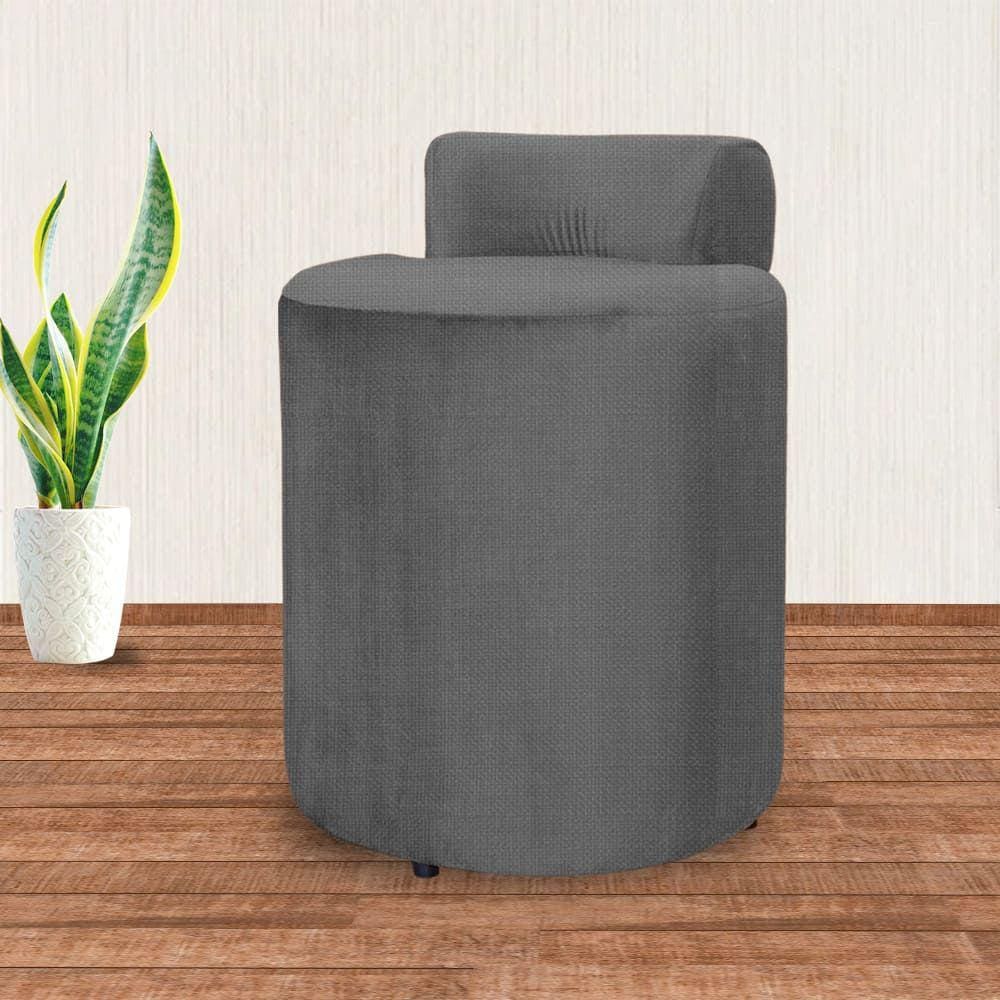 Puff Athena Escritório Linho Cinza - Vallisa Decor