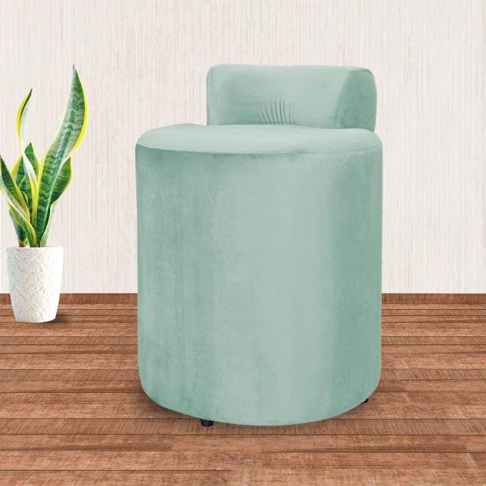 Puff Athena Quarto Veludo Acqua - Vallisa Decor