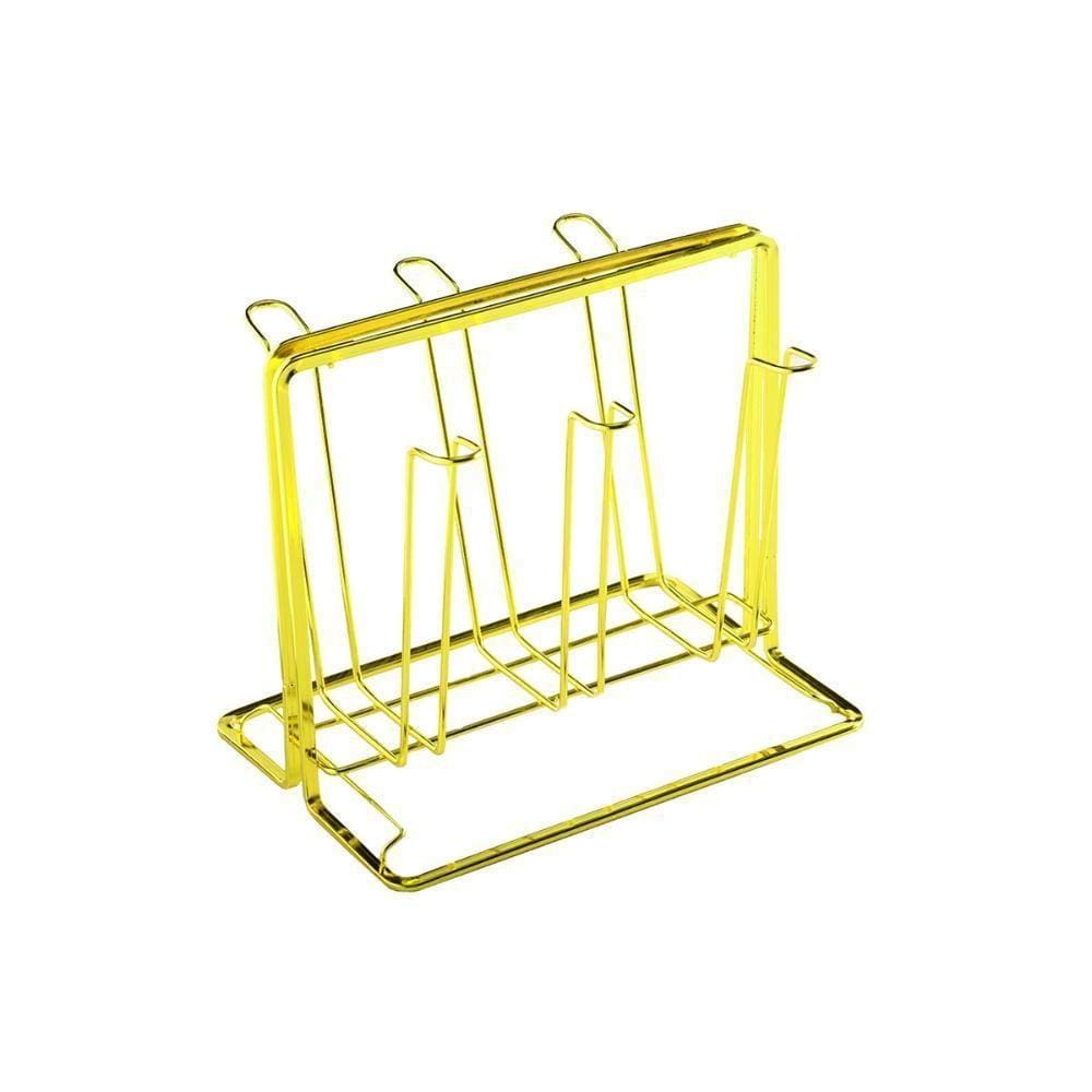 Suporte Vertical Mesa Decorativo 6 Copos Luxo Taça Dourado