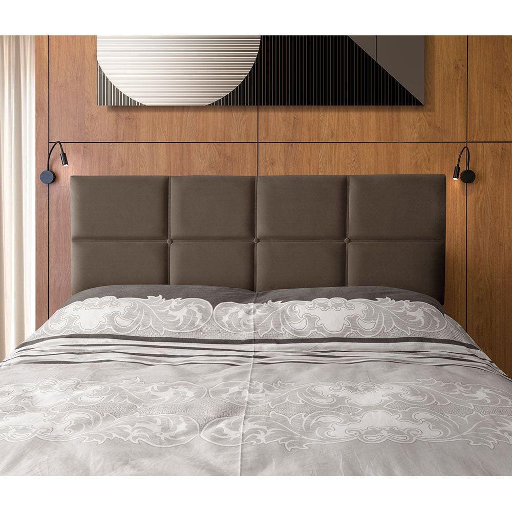 Cabeceira Painel Cama Box Casal Estofada Belize Veludo Marrom