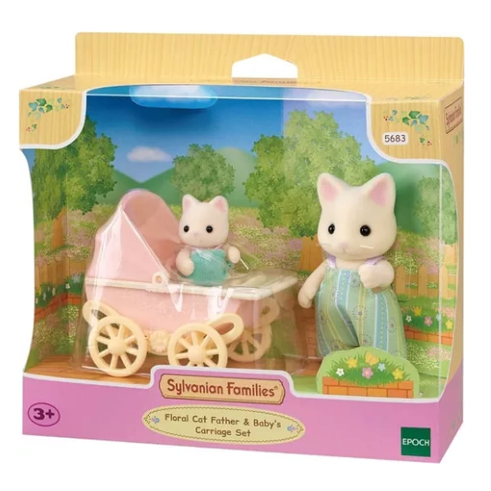 Sylvanian Families Carrinho De Bebê Papai E Bebê Gatos Primavera