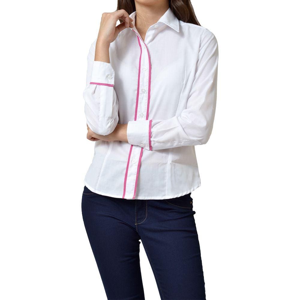 Camisa Social Feminina Manga Longa Slim Branca detalhe M