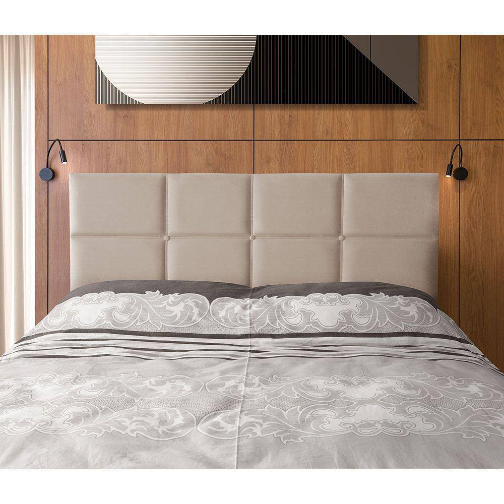 Cabeceira Painel Cama Box King Estofada Belize Veludo Bege