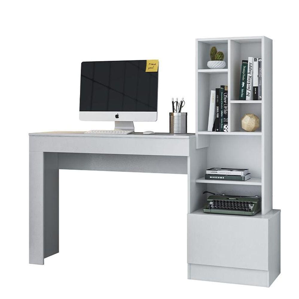 Escrivaninha Mesa de Computador Lion com Estante e 1 Gaveta