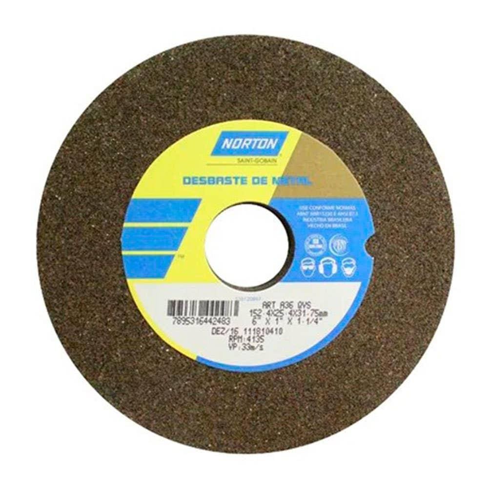 Rebolo Reto Para Uso Geral 6x1 Grão 36 Art A36 NORTON