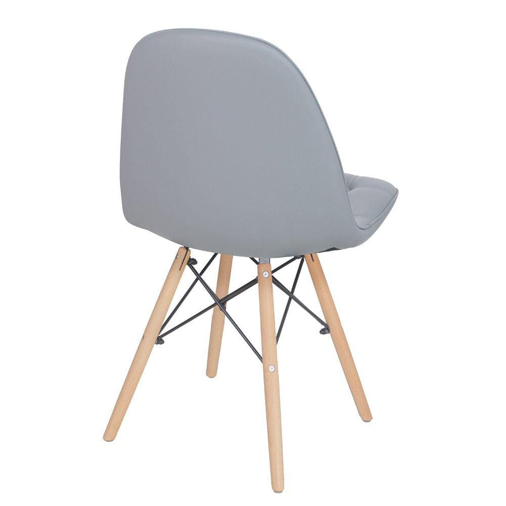 Kit 16 cadeiras estofadas Charles Eames Eiffel Botonê com pés de madeira clara