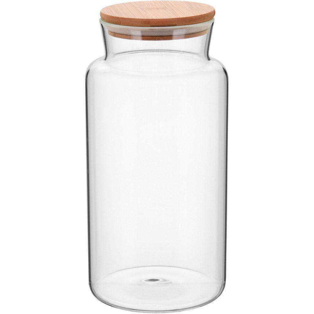 POTE 26x13x13cm 2,8L BOROSILICATO TRANSP COM TAMPA BAMBU
