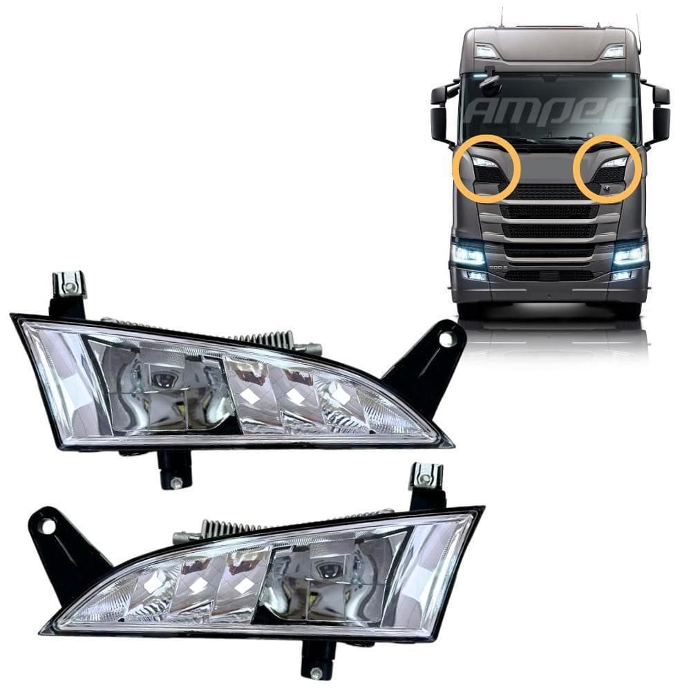 Par Farol Auxiliar Grade Led Compatível Scania S6 Ntg Apos19