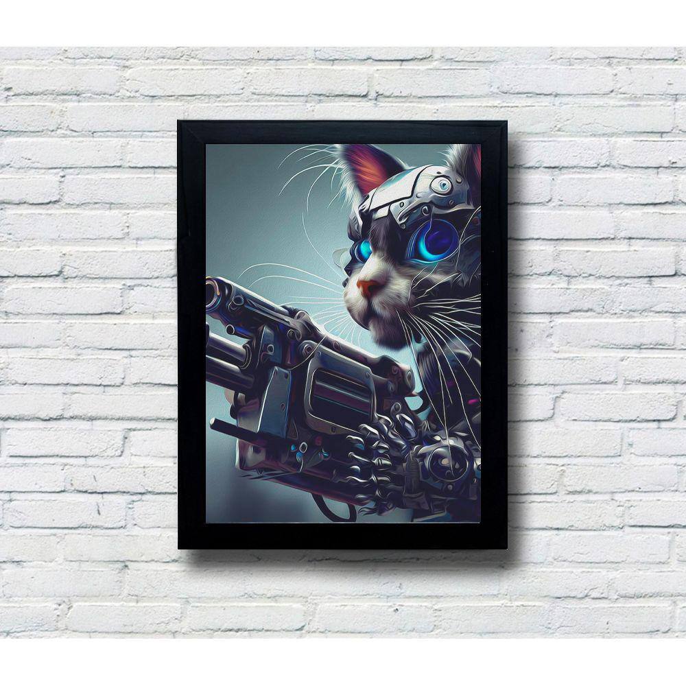Quadro Decorativo MDF Robot Cat