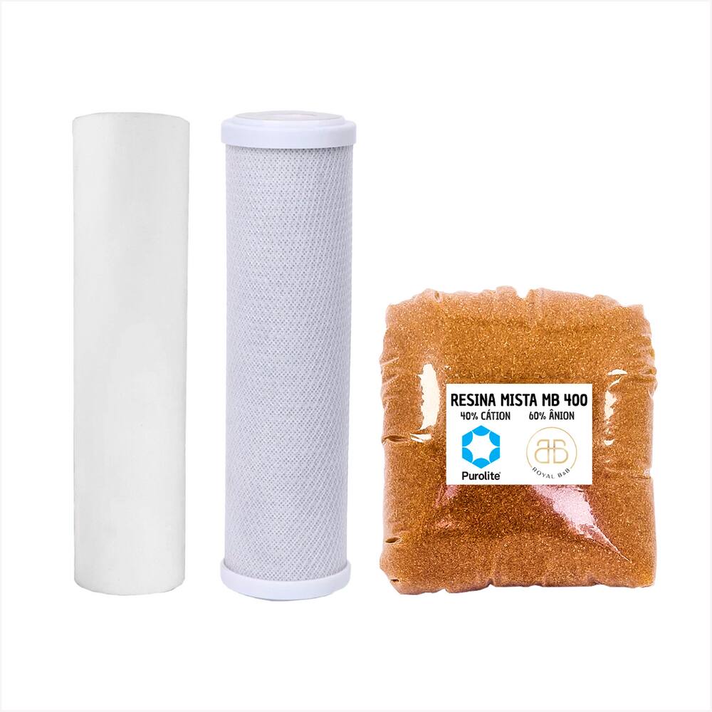 Kit Polipropileno Carvão Ativado Deionizador Resina Mb400